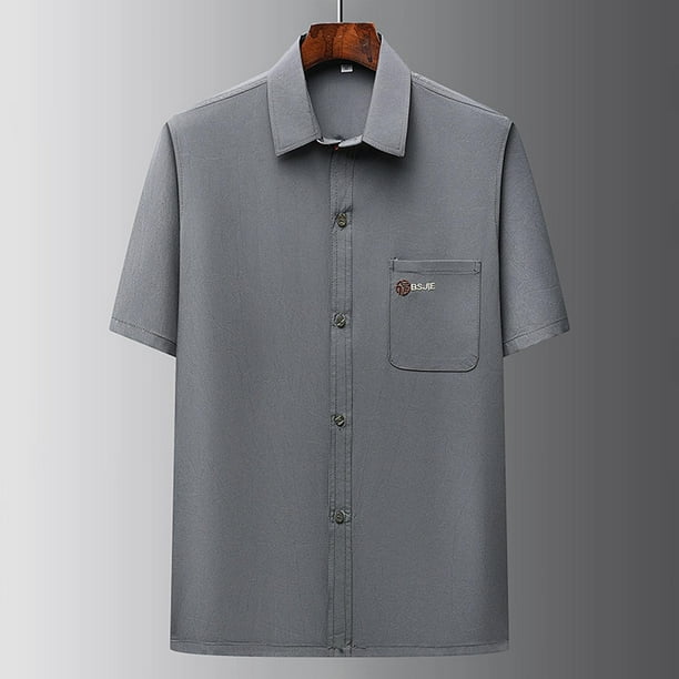 pstuiky camisetas de hombre, Camisa informal de manga corta con cuello vuelto, cómoda y lisa, para hombre camisas casuales para hombre m