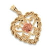 14kt Gold Heart Charm With Pink Rose