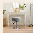 thumbnail image 3 of 360°Swivel Vanity Stool Chair for Makeup Room, Height Adjustable Stool for Vanity with Storage, Small Grey Velvet for Bathroom, Living Room, 3 of 11