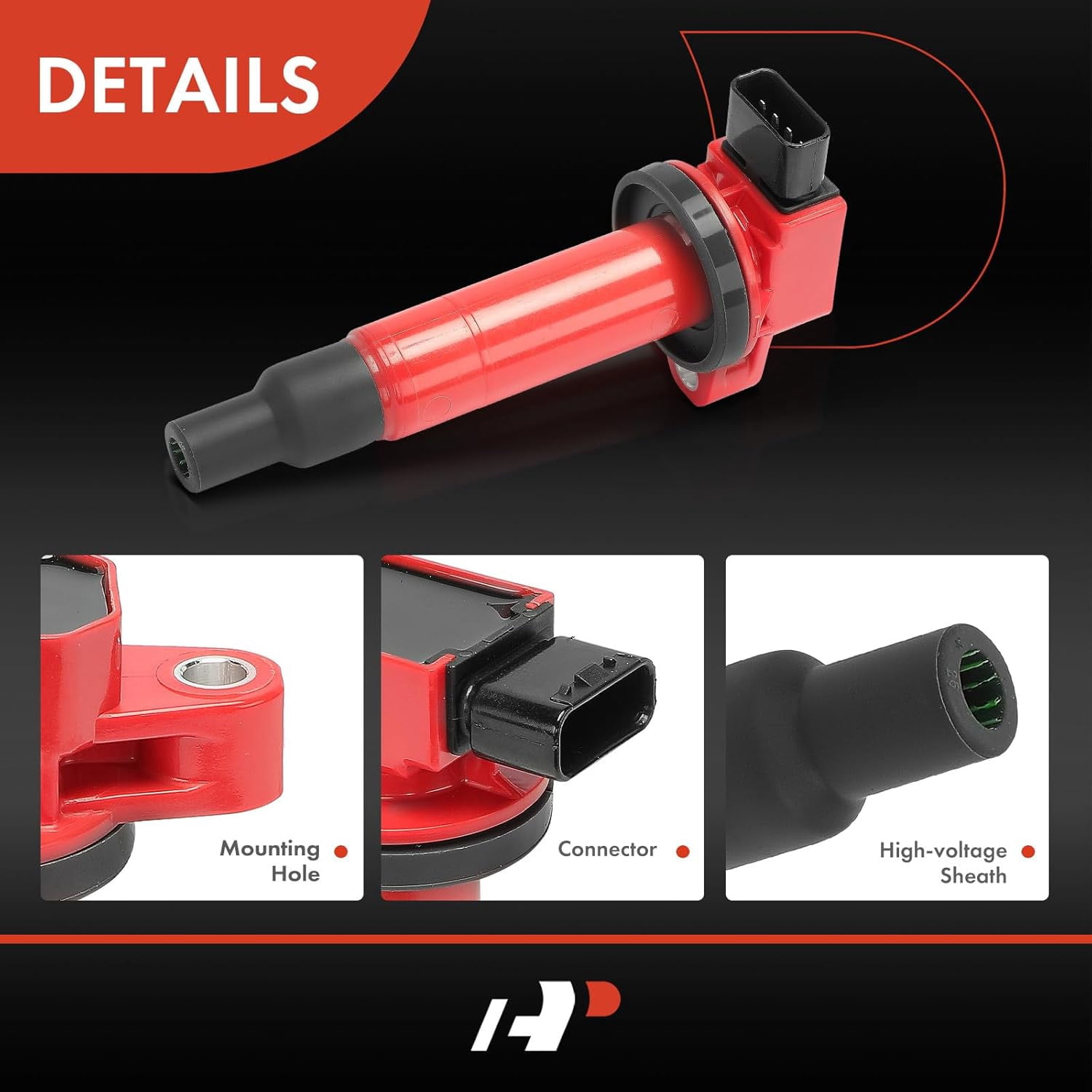A-Premium (Red) Engine Ignition Coil Pack Compatible with Toyota Prius 2001-2009, Prius C 2012-2019, Yaris 2006-2018, Echo 2000-2005 & Scion xB 2004-2006, xA 2004-2006, 1.5L, 4-PC Set