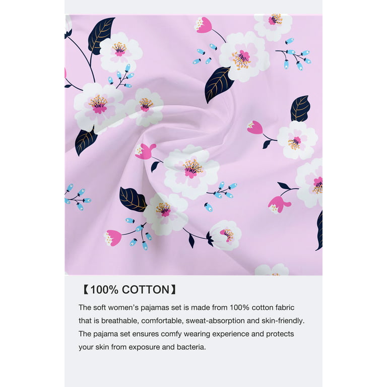  COLORFULLEAF Women's 100% Cotton Pajama Set Summer