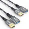 TRAHOOUSB Extension Cable 3ft 2 Pack, USB 3.0 Extension Cord Braided