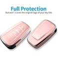 thumbnail image 3 of Key Fob Cover Compatible with Toyota Highlander RAV4 Camry Corolla Avalon C-HR 2017-2025 4 Button Keychain Case Holder Protector,Chalk Pink, 3 of 5