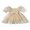 Beige, variant on Suealasg Baby Girl Birthday Outfit Newborn Summer Boho Clothes Short Puff Sleeve Bow Front Ribbed Tulle Romper Dress Infant Photography Clothing 12-18 Months