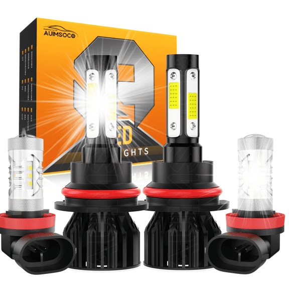 LED Headlight 9007 High Low Beam + H11 Fog Light For Nissan Xterra 2005 2006 2007 2008-2015, Pack Of 4 300% Super White Brightness Bulbs, Easy Install, Plug-N-Play