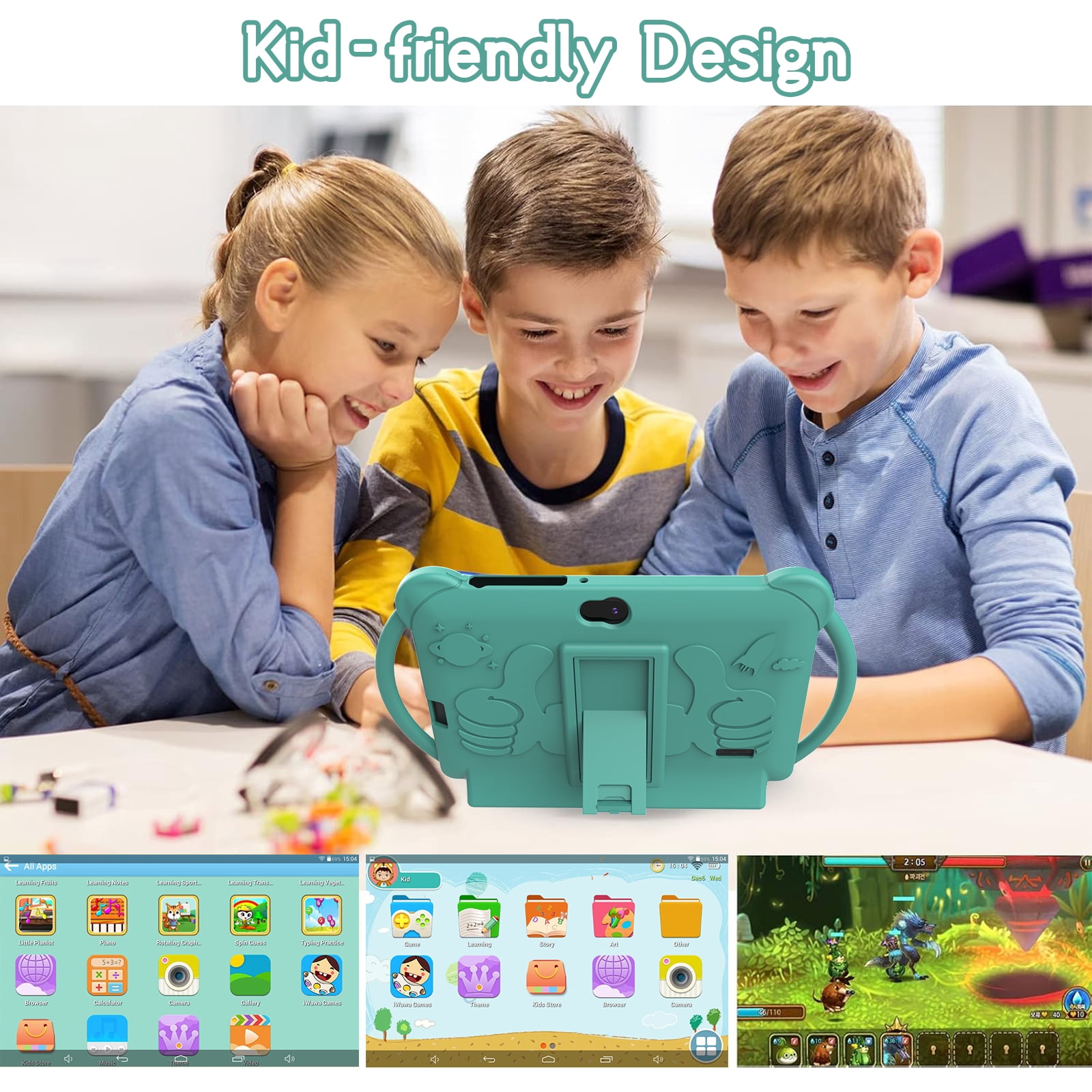 YQSAVIOR Kids Tablet 7 inch Tablet for Kids Android 12 Toddler Tablet 4GB RAM+32GB ROM WiFi Tablet Pre Installed & Parent Control Learning Education Tablet Dual Camera IPS Touch Screen