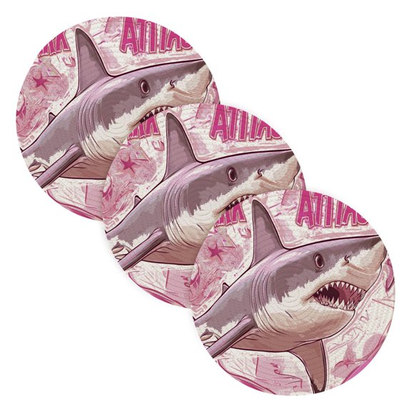 BZSMCE Mats for Pots,Pans Place Pink Sharks Simple Style Pattern Pot Mats