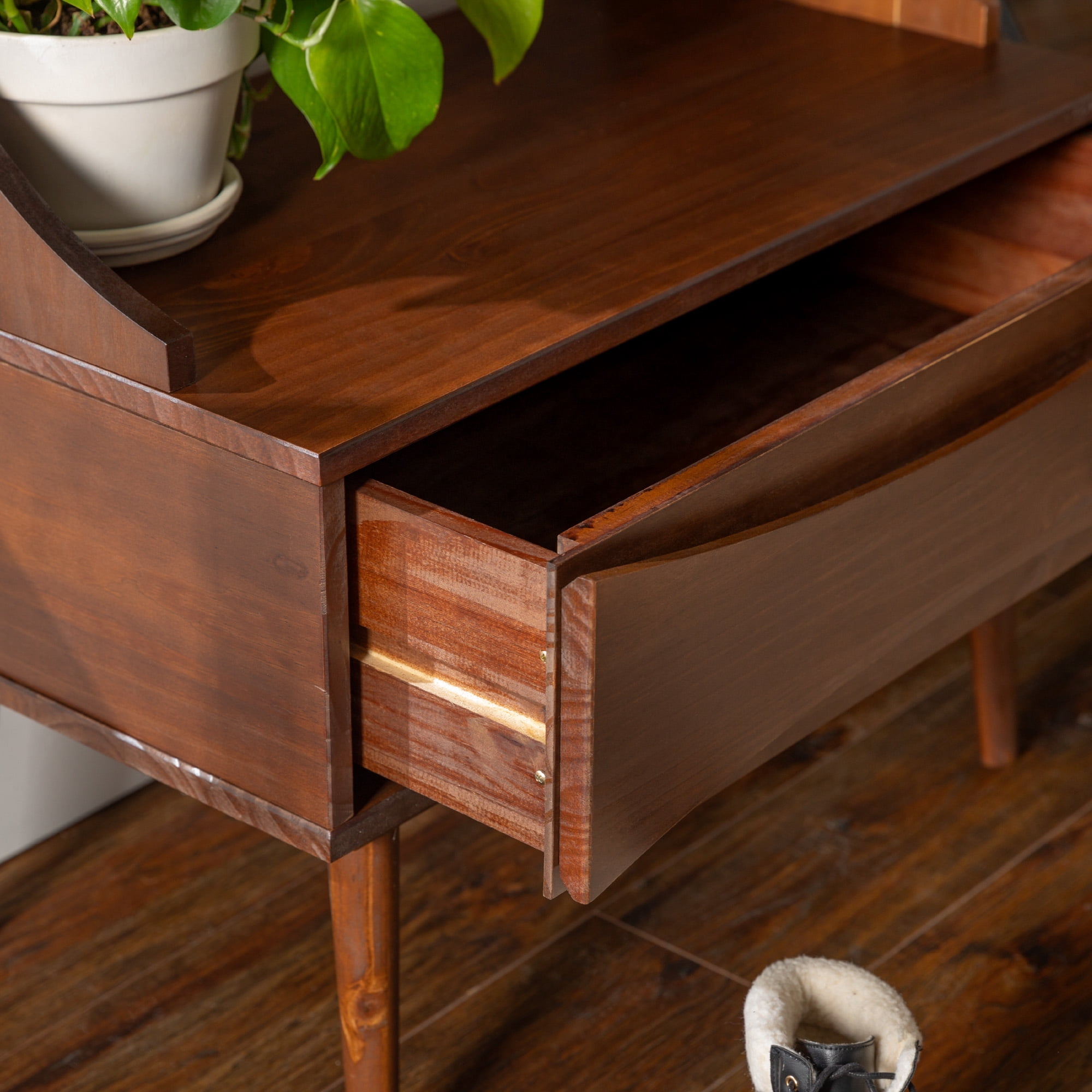 Manor Park Mid Century Modern Solid Wood Hall Tree, Walnut