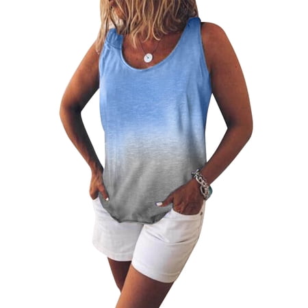 Tunique Débardeur Sans Manches Lady Captain Taille 42 - Imprimé Fleurs Bleu, En Coton - Occasion Très Bon état
