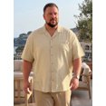 thumbnail image 4 of DARING DIVA Men's Big & Tall Summer Beach Camp Collar Short Sleeve Shirt 4XL Beige, 4 of 7