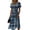 Blue, variant on Womens Halloween Midi Dresses Witch Hat Pumpkin V Neck Spooky Dresses Ghost Spider Webeb Short Sleeve Horror Sundress, 3XL