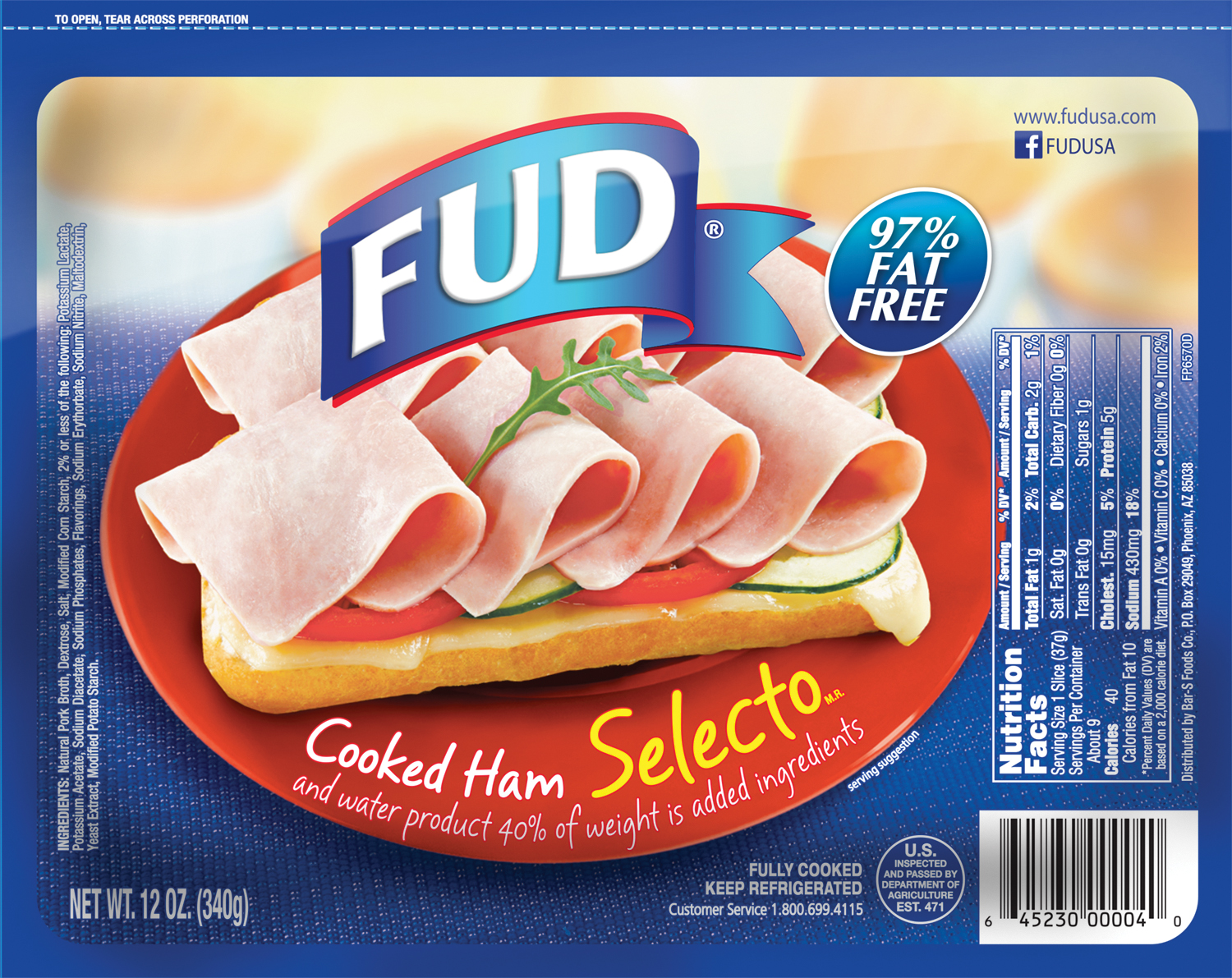 Fud Cooked Ham, 12 Oz.