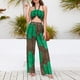 thumbnail image 3 of Conjunto de pantalones largos sin tirantes para mujer, estampado de leopardo, cuello Halter, Top de verano, pantalones de pierna ancha XXL verde, 3 of 6