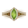 thumbnail image 2 of 1.2ct marquise cut green natural peridot 18k yellow gold halo Bridal Wedding Engagement Promise Anniversary Ring for Women size 5.25, 2 of 7