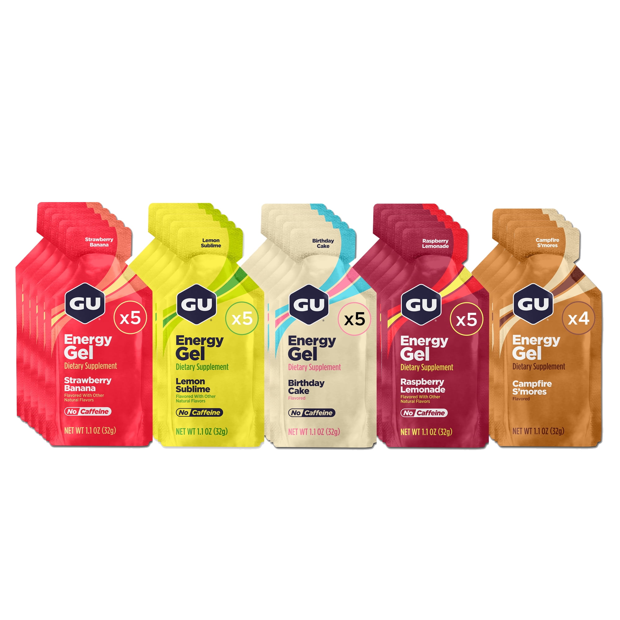 GU Energy  Original Energy Gels  Assorted Caffeine-Free Flavors - 24 count
