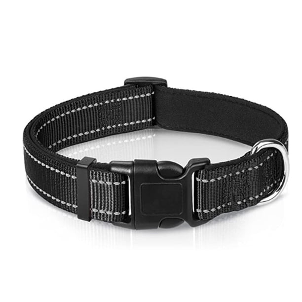 collares negros para perros, ajustables, clásicos, de nailon reflectante, adecuados para perros medianos, (L) 2,5 cm de ancho.