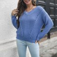 thumbnail image 6 of Womens Fall Fashion 2022! QLEICOM Sweaters for Women, Women's Hollow V-neck Sweater Women's Loose Autumn And Winter Long-sleeved Knitted Sweaters New On Clearance, 6 of 9