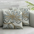 thumbnail image 5 of Jacquard Tropical Leaf Pattern Throw Pillow Covers Decorative Pillowcase 2,Blue Cream, 5 of 5