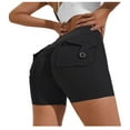 thumbnail image 2 of Spring Saving GaThRRgYP Yoga Shorts for Women Deals,Women's Solid Color Cargo Pocket Hip Lift Fitness High Waist Stretch Exercise Yoga Pants, 2 of 3