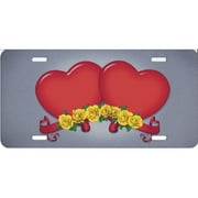Red Hearts With Yellow Roses License Plate