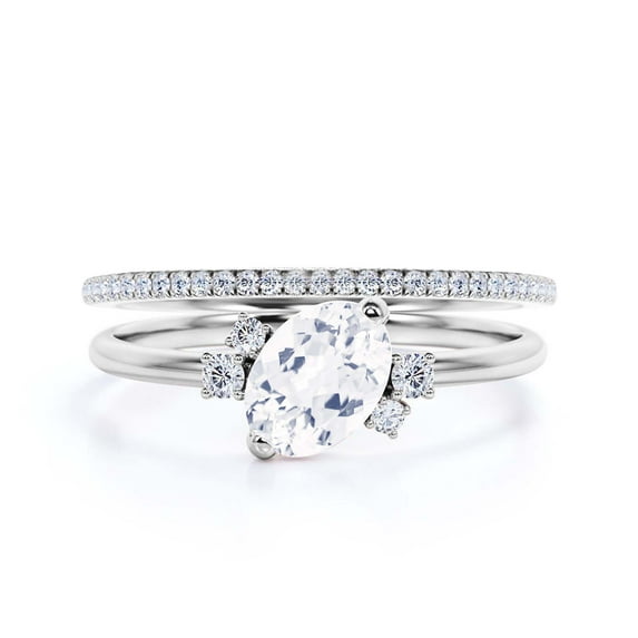 Dazzling Minimalist 2.00 Carat Oval Diamond Moissanite Engagement Ring, Wedding Ring, One Matching Band in 925 Sterling Silver With 18k White Gold Plating Gift For Her, Promise Ring Anniversary Gift