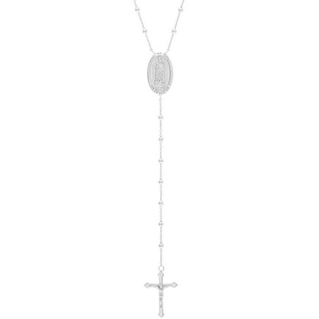 Lesa Michele Sterling Silver Cross Rosary Necklace