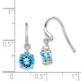 thumbnail image 2 of 925 Sterling Silver Blue Topaz Diamond Wire Earrings Drop Dangle, 2 of 6