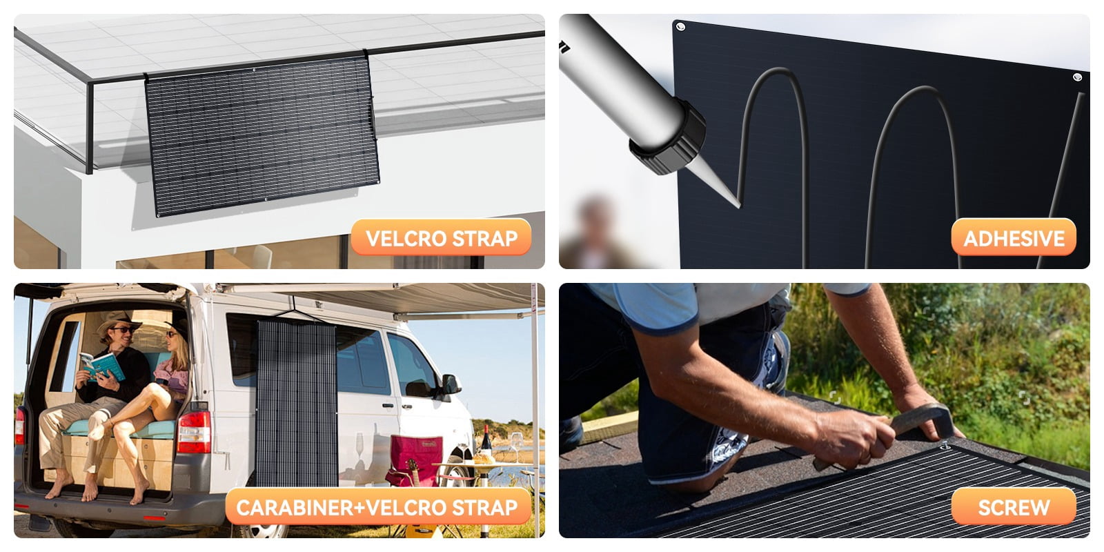 12V 200W Portable Flexible Solar Panel Mono Power RV Camping Home Boat Off-Grid