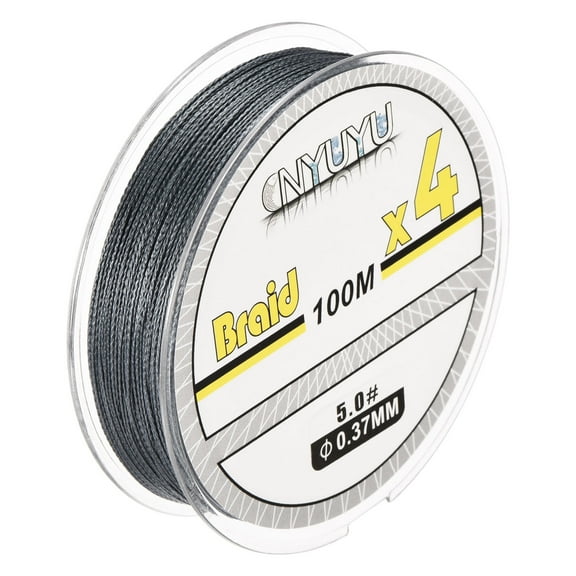 Uxcell 109Yard/328Ft 60LB 4 Strands Abrasion Resistant PE Braided Fishing Line Grey
