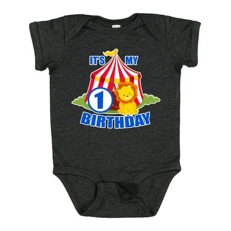 

Inktastic Its My Birthday Circus Tent with Lion 1 Year Old Gift Baby Boy or Baby Girl Bodysuit