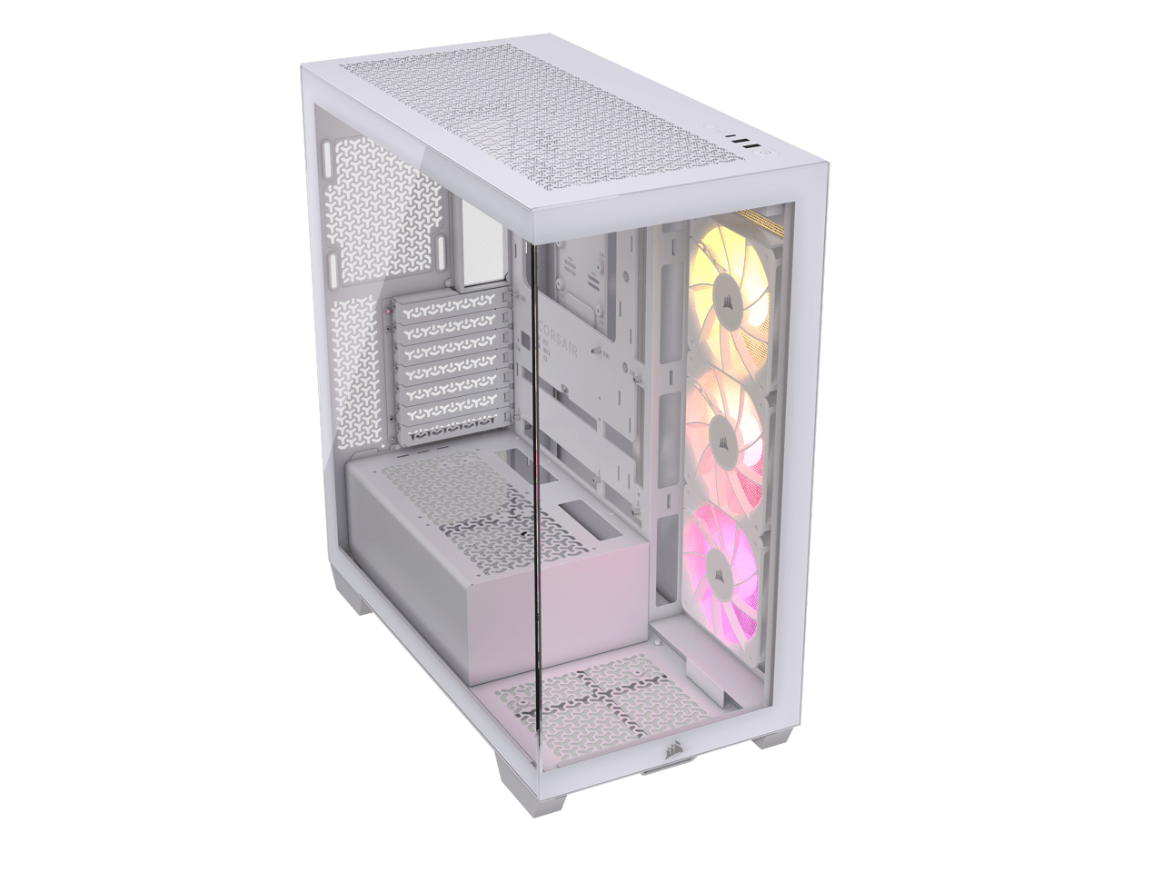 CORSAIR 3500X ARGB Tempered Glass Mid-Tower PC Case, White – 3x Pre-Installed RS120 ARGB Fans – Reverse Connection Motherboard Compatible – Fits up to 10x 120mm Fans