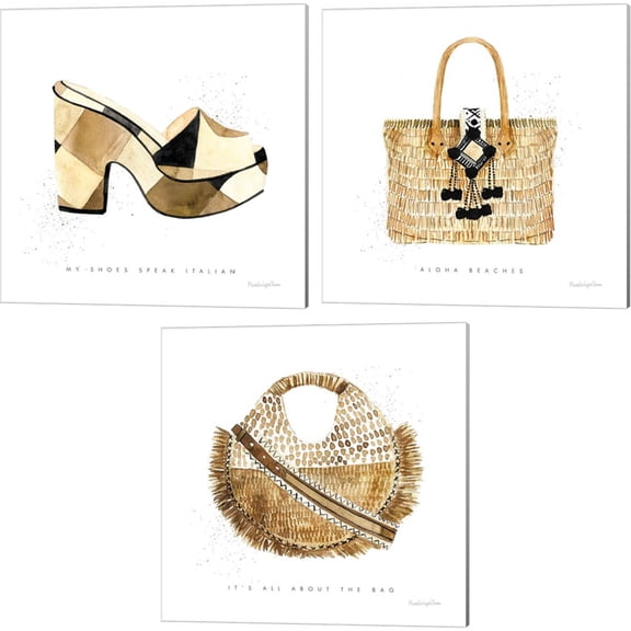 Great Art Now Beach Glam by Mercedes Lopez Charro 3 Piece Canvas Art Set Each 14W x 14H