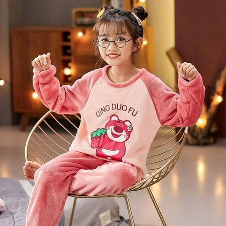 

2Pcs Set Anime Hello Kitty Sanrio Cinnamoroll Kuromi Plush Pajamas Cartoon Cute Pants Long Sleev Student Girl Kid Home Nightgown