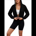 thumbnail image 3 of Sudadera con Capucha y Cremallera para Mujer, Cárdigan Corto, Sudadera con Capucha y Cordón, Top Informal de Larga. Negro S, 3 of 10