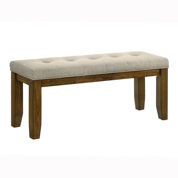 JERFIT 1pc Tailored Bench Tufted Upholstered Soft Neutral Fabric Luxurious Comfort Modern Wooden