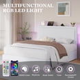 thumbnail image 5 of Amolife Queen Size Lift Up Hydraulic Storage Bed Frame with LED Light, Built-in Charging Station, Adjustable Velvet Upholstered Storage Headboard, White, 5 of 9