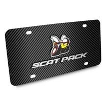 Dodge Scat-Pack Full Color 3D Logo Black Carbon Fiber Patten Steel License Plate
