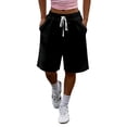 thumbnail image 3 of SOFTCCLO Running Shorts for Women Solid Elastic Waist Sweat Shorts Workout Pocket 5 Inch Womens Shorts Black XXL, 3 of 5