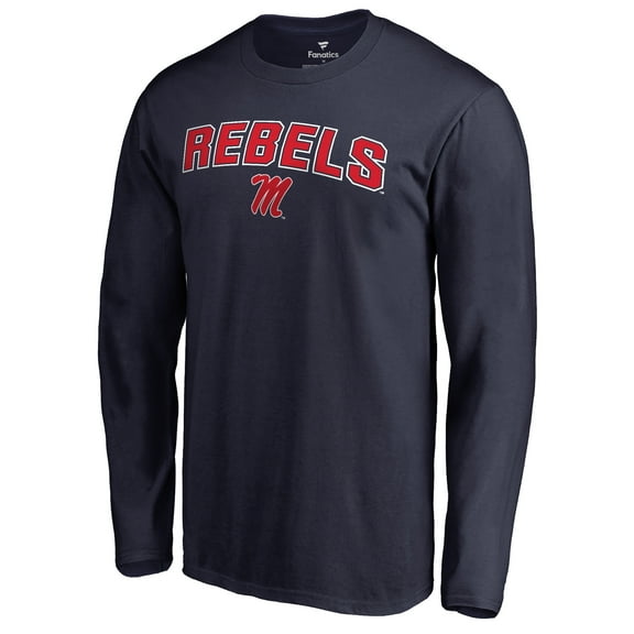 Men's Navy Ole Miss Rebels Proud Mascot Long Sleeve T-Shirt