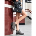 thumbnail image 6 of Ecetana Women's Chunky Low Heel Ankle Boots Round Toe Leather Western Short Booties with Side Zipper, 6 of 7