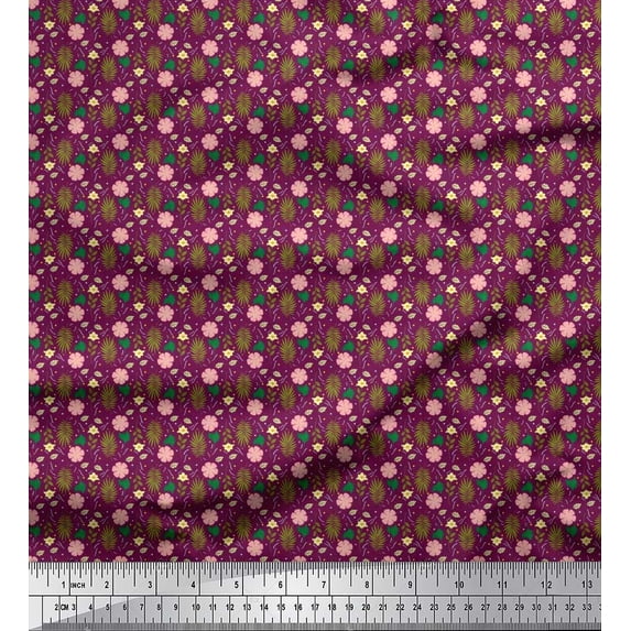 Soimoi Cotton Jersey Fabric Dot,Leaves & Floral Shirting Fabric Prints by Yard 58 Inch Wide