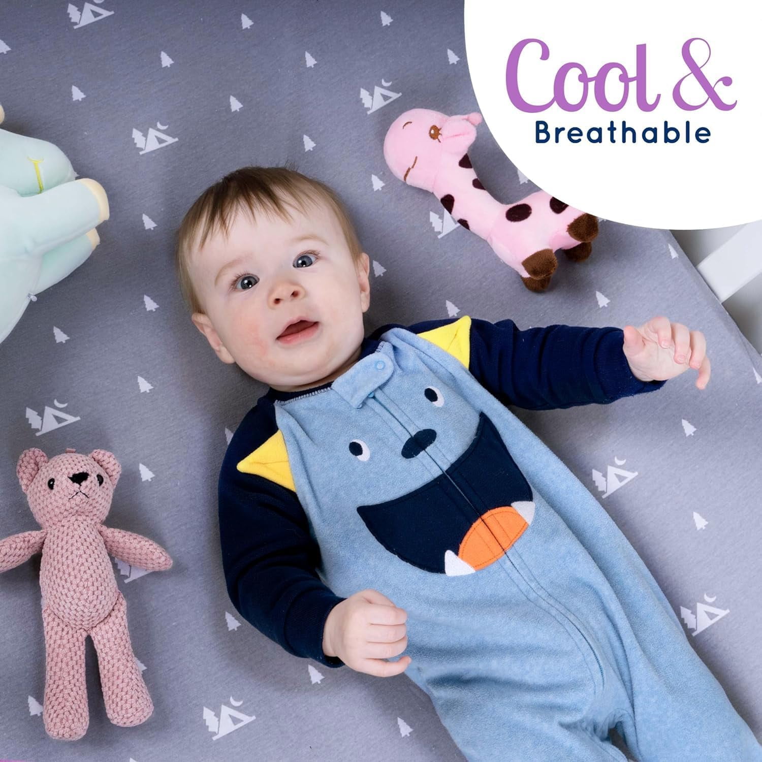 GROW WILD Crib Sheets 3 Pack | Soft Crib Sheets for Boys and Girls | Crib Sheets Neutral Grey | Jersey Cotton Soft & Stretchy Forest Crib Sheet - Nicely Fit Crib Mattress Sheet (Woodland Adventure)