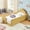 Yellow, variant on Twin Size Bed Frame with Dinosaur Headboard, Upholstered Boucle Fabric Twin Daybed with Safety Guardraild, Low Profile Platform Bed Frame for Girls and Boys