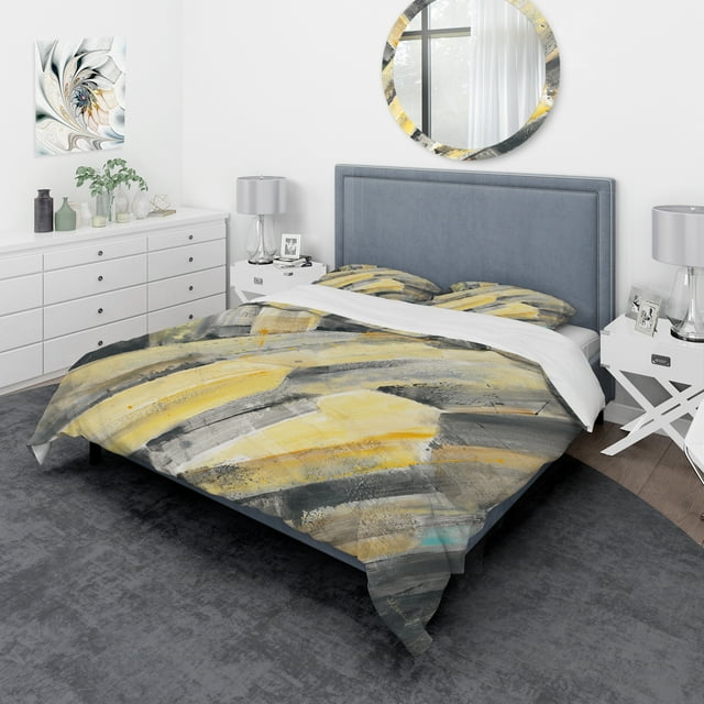 Designart 'Geometric Beige Glacier' Geometric Bedding Set - Duvet Cover & Shams
