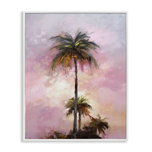 Stupell Industries Coastal Summer Sunset Palms White Framed Giclee Art, 16 x 20, by Ziwei Li