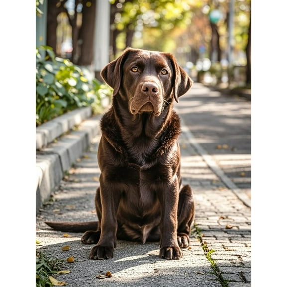 DIY 5D Round Full Drill Diamond Dot Gem Art Kits ,Brown Labrador Retriever, Art for Home Wall Decor ,Diamond painting handmade for Beginners，animal Crystal Gem Art Diamond Painting (16x12 inch)