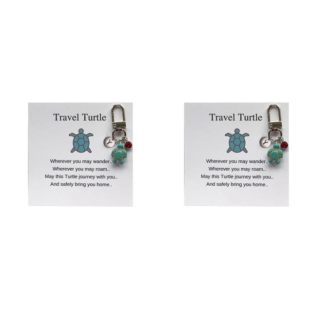 (2-Pack) Rinsvye 26 Letter Handmade Turtle Wrist Lanyard Wallet Keychain Turtle Combination Pendant Lanyard with Key Ring 26 Letter Surname Travel Keys Ring Turtle Keychain Pendant