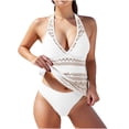 thumbnail image 2 of Up to 65% off Two Piece Swimsuits for Women Lace Splicing Hollow Out Swimsuit Swimsuit Set Swim Top with Shorts, 2 of 7