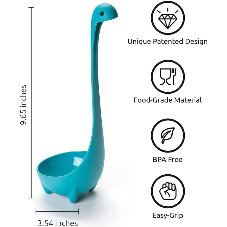 OTOTO Nessie Ladle Spoon -Turquoise Cooking Ladle for Serving Soup, Stew, Gravy & Chili - High Heat Resistant Loch Ness Stand Up