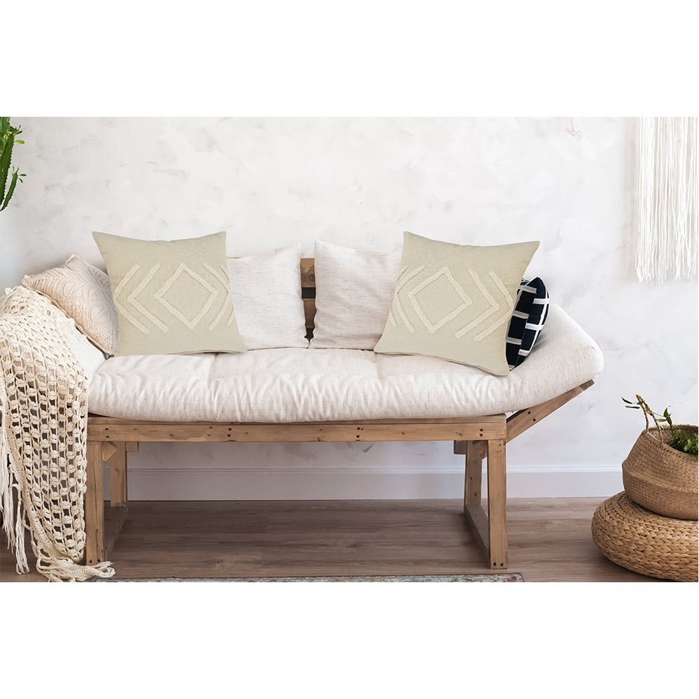Woven Paths Directional Diamond Throw Pillow, 20" x 20", Off-White